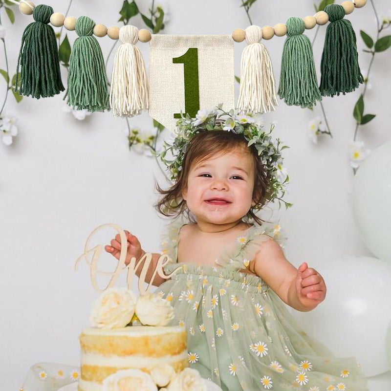Ereniko Handmade Boho 1st Birthday High Chair Banner Party Decoration for Girl Baby Shower Wall Hangings Decorative for Kids Bedroom - Image 3